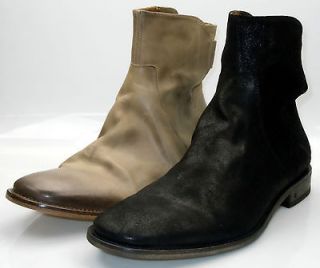 John Varvatos Summer Casual Side Zipper Calf Skin Leather Boots Made