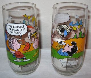 McDonalds Camp Snoopy Glasses 1983 w/ Coupon Knotts Berry Farm