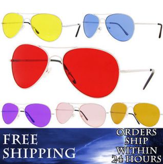 AVIATOR Sunglasses COSTUME Accessory Eyeglasses 6 COLORED Lenses
