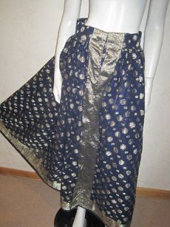 Full Long Navy Gypsy Skirt Silver &Gold Trim GAME OF THRONES, MEDIEVAL