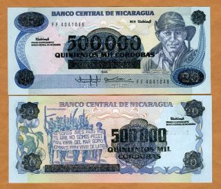 Nicaragua 500,000 on 20 Cordobas, (1990), P 163, UNC