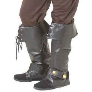 New black renaissance pirate boot shoe covers costumes costume