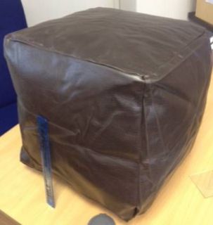 WOOLWORTHS Brown Bean Bag Faux Leather Cube Foot Rest Pouffe Cover