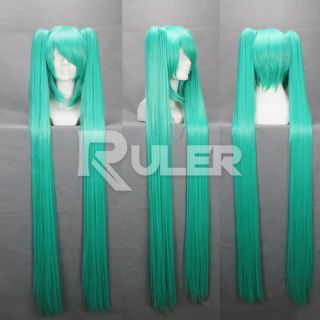  Miku Light Green Anime Cosplay wig+ 2 Clip On Ponytail COS 042E