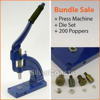 Press Machine Tool Set + 200 Poppers, Snap fastener, Stud, Sewing