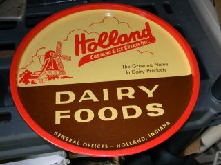 Holland Custard & Ice Cream Serving Tray Dairy Foods Indiana tin Nice