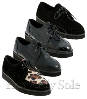 WOMENS LADIES CREEPERS PLATFORM WEDGE LACE UP GOTH PUNK SHOES BOOTS