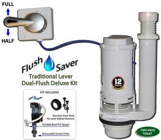 One2Flush Dual Flush Conversion  Reverse Lever  2 Piece Toilet  w