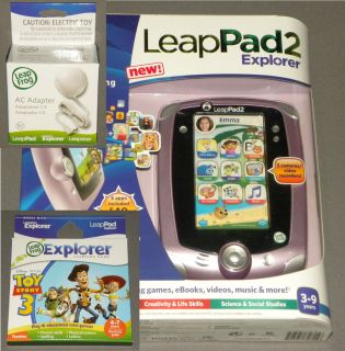 LeapPad 2 Explorer Pink Girls Bundle w Toy Story 3 Game, A/C Adapter