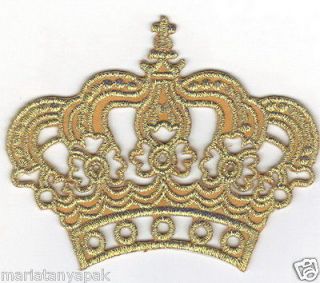 Gold Royal Crown Embroidered Iron On Patch Sewing Craft Quilt Quilting