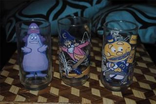 Collectible Glass Set of 3 1977 Grimace Captain Crook Mayor McCheese
