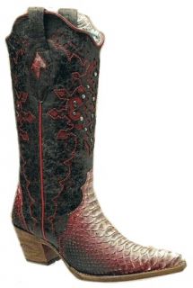 Corral Ladies Red Python Fancy Inlay Boots C1861 NIB