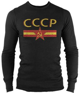 Crest Mens Thermal T Shirt Tee Soviet USSR Country World Cup Soccer