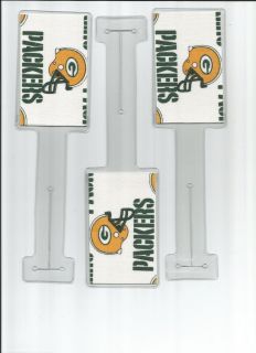 GREEN BAY PACKERS NFL FOOTBALL PRINT FABRIC LUGGAGE TAG HOLDERS 3 PC