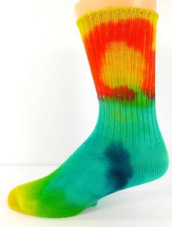 Unheardofdeal Women Tie Dye Colorful Organic Cotton Crew Outdoor Socks