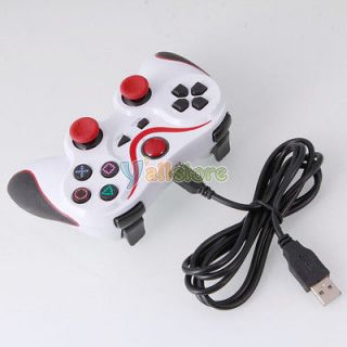 New 1 Pcs Wired Shock Controller for Sony PS3 White + Red Free
