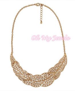 FOREVER 21 VINTAGE FINISH GOLD SILVER TONE CUTOUT LEAF COLLAR NECKLACE