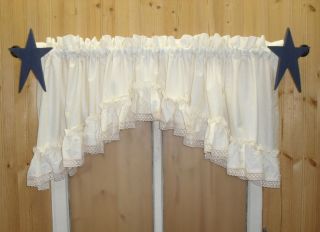 Country Muslin Unbleached Off White Swag Valance