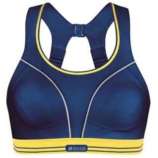 ABSORBER Run Sports Bra Navy Yellow Reduces Bounce 32   34 B to F Cups