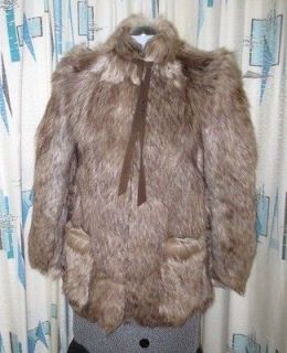 Sweet Vtg Retro Coyote Wolf Fur Ladys Car Coat by Top Style Size 36