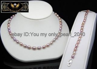 MP Fine 6 7MM AAA+ Purple Pearl Jewelry Set 925S Clasp