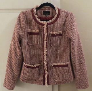 Cynthia Rowley burgundy tweedy blazer jacket size L Large NWOT