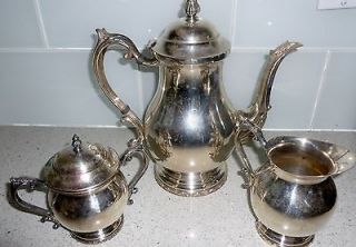 Silver Co Silverplated Tea Set (tea pot, creamer and sugar)   Dynasty
