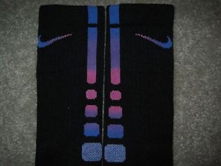 Custom Nike Elite Socks L Black w/ Blue Purple and Pink Stripe