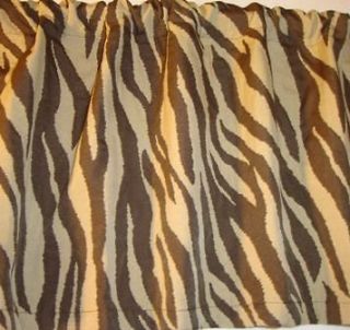Custom Made Brown and Tan Zebra Lined Valance Decorator Fabric