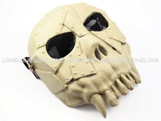 Airsoft Paintball Plastic Skull Mask with Eyes Protector Tan #