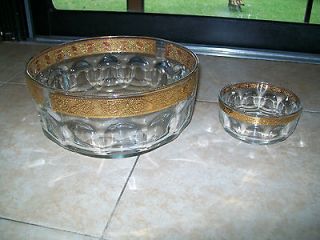 RARE ARCOROC France 22K Culver gold rimmed (2) vtg bowls crystal glass