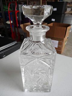Cut Glass Liquor Decanter Bottle with Topper 24% Lead CRYSTAL L@@K