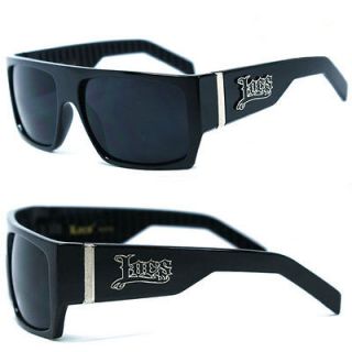 Locs Mens Cholo Biker Sunglasses   Shiny Black LC74