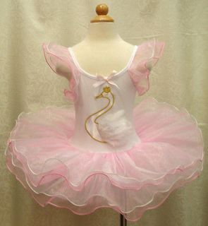 Girls Swan Lake Feather Tulle Chiffon Dress Dance Tutu Costume Baby