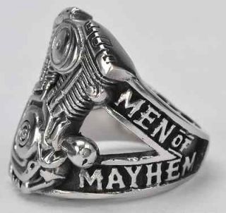 AUTHENTIC SONS OF ANARCHY MEN OF MAYHEM SOA V TWIN ENGINE STEEL RING