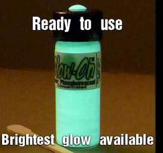 Concentrated glow in the dark paint for gun sights and fishing lures