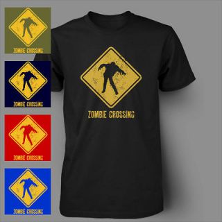 Zombie Crossing Funny Road Sign ZOMBIELAND Mens T Shirt