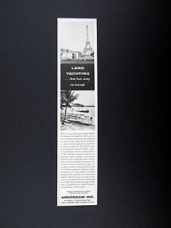 Airstream Land Yacht travel trailer Eiffel Tower 1962 print Ad