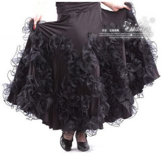 NEW Latin Ballroom Dance dress Flamenco skirt #HB108 Black