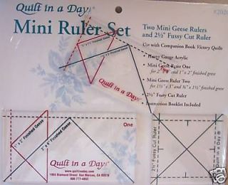 Mini Ruler Set (3 PC) Rulers ~ QUILT IN A DAY ~ CLEAR, CLEAN LINES