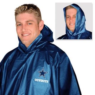 Dallas COWBOYS NFL BLUE RAIN WATERPROOF TOTES PONCHO with Hood & Side