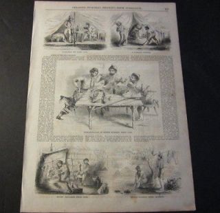 Old 1853 Gleasons Pictorial PRINT   GOLD DIGGERS   California MINING