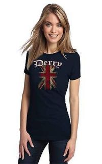 DERRY, NORTHERN IRELAND Adult Ladies T shirt. United Kingdom Flag