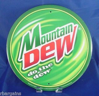 MOUNTAIN DEW Do The Dew Round Metal Tin Sign Vintage Style Wall Garage