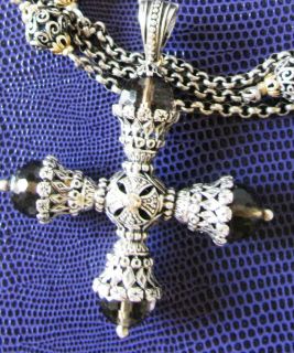 Pendant Sterling Silver 18K Gold SmokeyTopaz Maltese Cross Stunning
