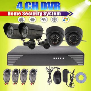 CCTV DVR Home Video Security System Day&Night 4 Color Cameras Kit