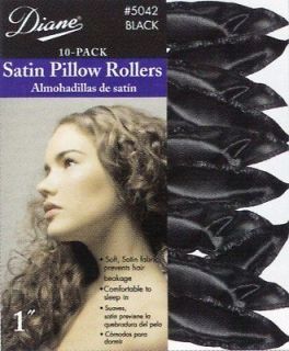 DIANE SATIN PILLOW SOFT COMFORTABLE 1 HAIR ROLLERS 10 PACK 5042 BLACK