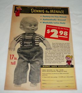 1956 ad page ~ DENNIS THE MENACE DOLL