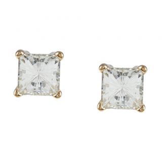 Gold Princess cut Moissanit   1.20 Diamond equivalent weight earrings