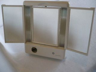 FREE SHIPPING!! GE Tri Fold 3 Way Lighted Make Up Mirror W/Outlet